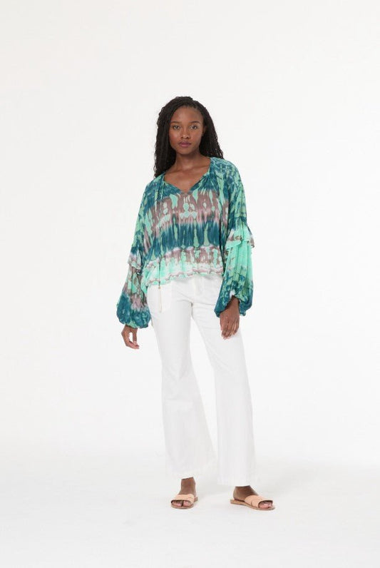 Aster Top - Teal Aurora Wash